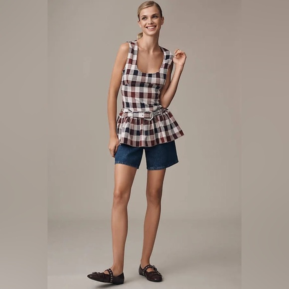 Maeve by Anthropologie-Belted Drop-Waist Peplum Tank Top size Small NWT - Picture 3 of 14